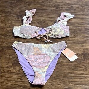 Dippin Daisys Floral Bikini Set with Ruffle Straps